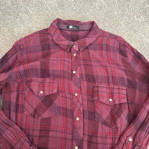 H&M Burgundy Plaid Casual Shirt